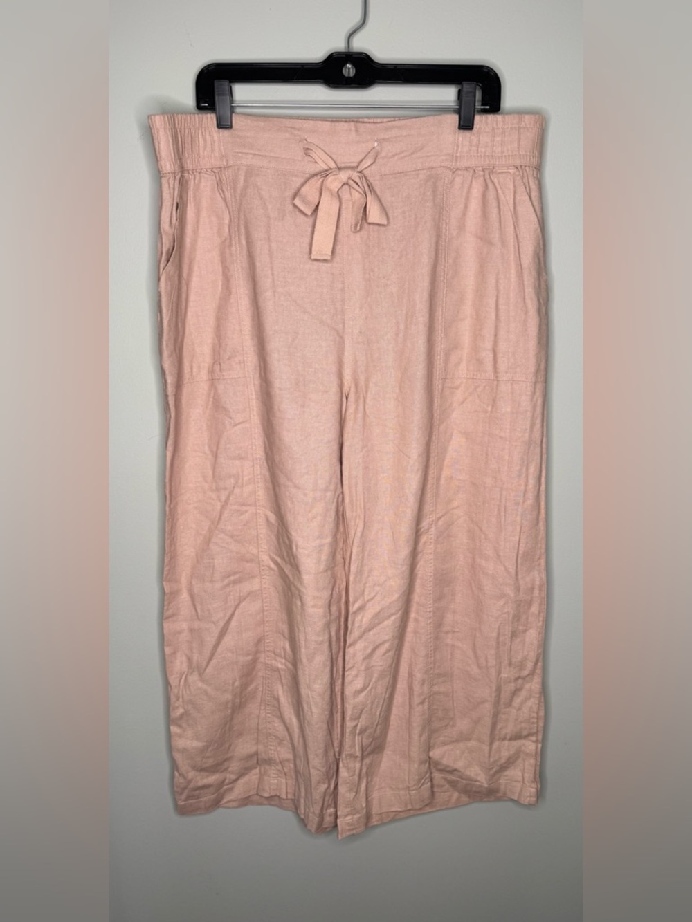 FALLS CREEK Women’s Tan Wide Leg Drawstring Linen Blend Relaxed Fit Pants - XL
